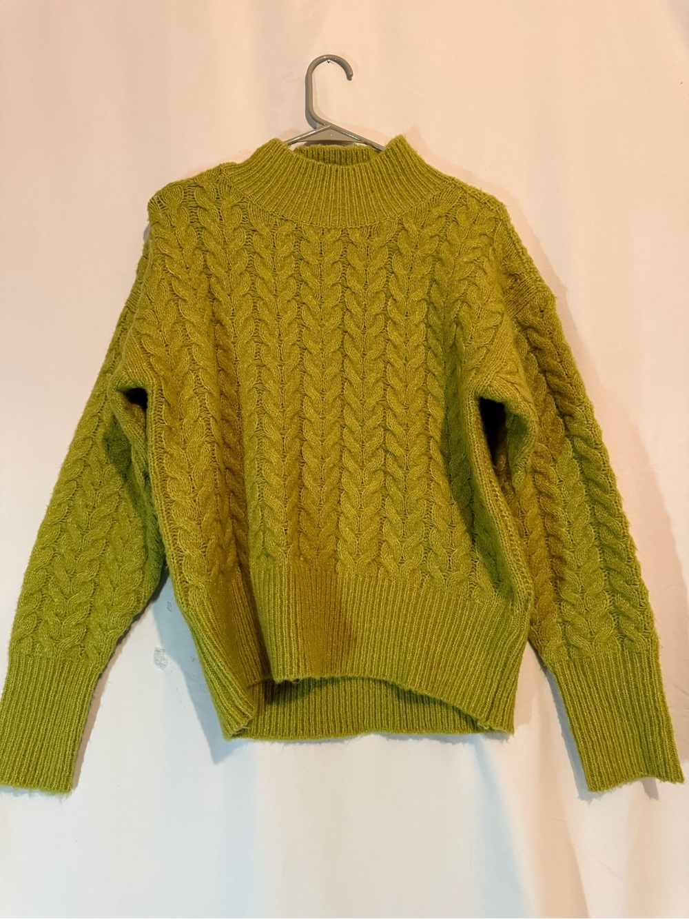 Olive Green Cable Knit Sweater - Women